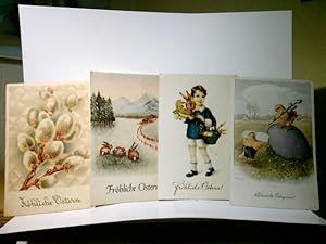 Vintage / Nostalgie. Frohe Ostern. Konvolut. 4 x Alte Ansichtskarte / Postkarte farbig, gel. 20ge...
