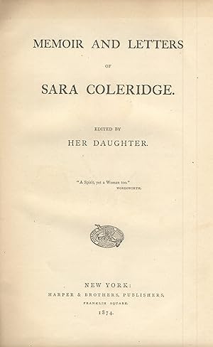 Memoir and letters of Sara Coleridge. Edited by her daughter
