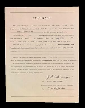 Contract for a Golf Contest between Indiana and Ohio State Universities