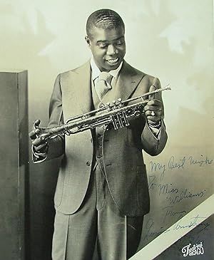 Louis Armstrong, a beautiful signed 8" x 10" matte finish photo of young Louis, 1932