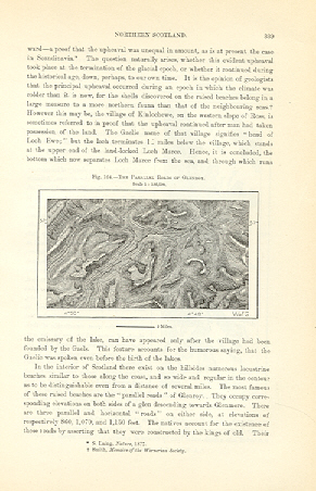The Parallel Roads of Glen Roy,1881 1800s Antique Map