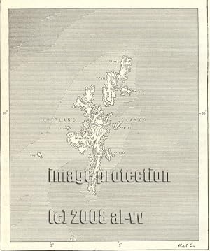 The Shetland Islands archipelago northeast of mainland Scotland,1881 1800s Antique Map