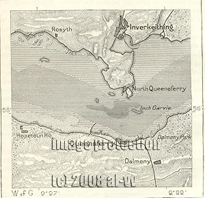 The Narrows of Queensferry or Forth Narrows in Scotland ,1881 1800s Antique Map