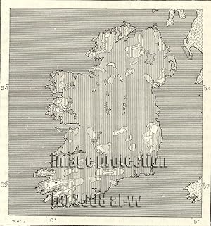 1881 Antique Hypsographical Map of Ireland