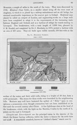 Holyhead Harbour on the Isle of Anglesey, Wales ,1881 1800s Antique Map