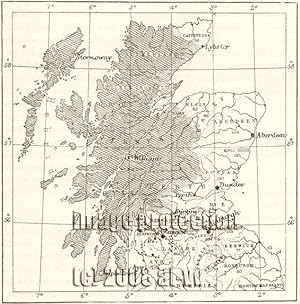 1881 Antique Linguistic Map of Scotland