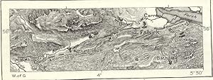 The Wall of Antoninus or the Antonine Wall in ancient Scotland,1881 1800s Antique Map