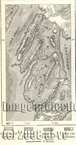 Loch Tarbert and the Crinan Canal in Argyll and Bute, on the west coast of Scotland,1881 1800s An...