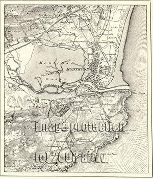 Montrose in the Angus council area of Scotland,1881 1800s Antique Map