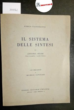 Giansiracusa Enrico, Il sistema delle sintesi, Siculorum Gymnasium, 1940