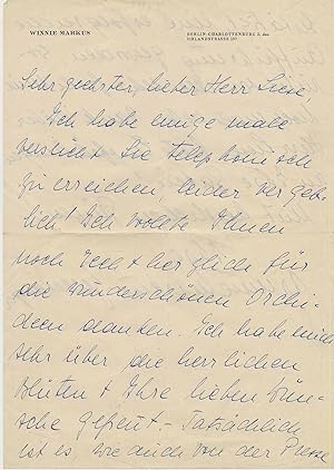 Eigenhändiger Brief mit Briefkopf, mit Unterschrift.