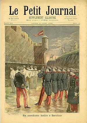 "LE PETIT JOURNAL N°185 du 4/6/1894" SIX ANARCHISTES FUSILLÉS À BARCELONE / LA CARAVANE DE TOUARE...