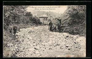 Carte postale Elbeuf, La Cavee des Ecameaux, Ravages causes par-l`orage du 30 Juin 1908, Unwetter