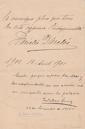 Hariclea Darclée Soprano - Vittorio Zampieri - Indalecio Gómez - Autograph letter