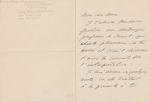 Autograph letter by Louis-Auguste-Florimond Ronger, dit Hervé