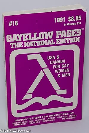 Gayellow Pages: the national edition #18 1991 USA & Canada for gay women & men