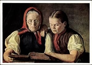 Künstler Ansichtskarte / Postkarte Hans Thoma, Des Künstlers Mutter und seine Schwester