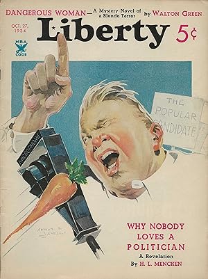 Liberty Magazine October 27, 1934 Arthur E. Jameson Cover, H.L.Mencken