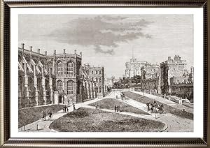 Windsor Castle in Windsor, Berkshire, England,1881 Antique Print
