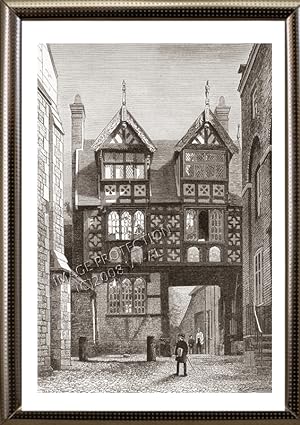 16th Century House in Shrewsbury,1881 Antique Print