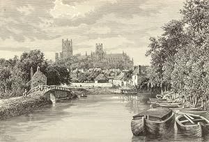 Ely in the county of Cambridgeshire, England,1881 Antique Print