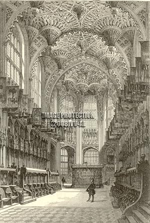 Henry VII's Chapel in Westminster Abbey,1881 Antique Print