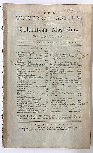 [Benjamin Franklin] Universal Asylum and Columbian Magazine, For April, 1790