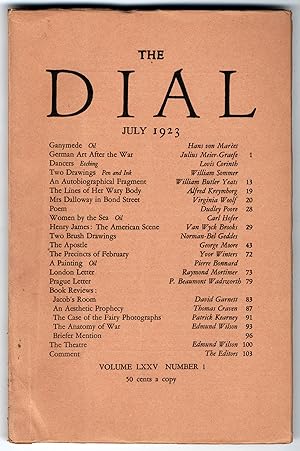 "Mrs Dalloway in Bond Street," contained within THE DIAL. Volume LXXV Number 1