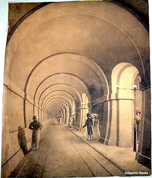 Thames Tunnel (Interior View) 1840-43 Sepia Lithograph. Sir Marc Isambard Brunel