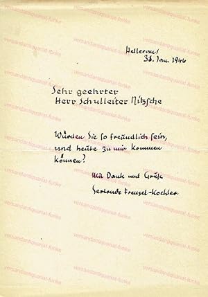 Original Autograph / Brief von Gertrude Frenzel-Koehler