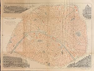 Plan of Paris on the Ribbon System; Souvenir of the Warehouses of the Bon Marche, Maison a Boucic...