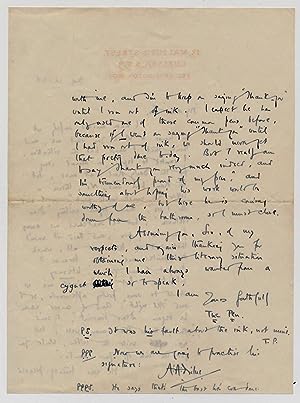 AUTOGRAPH LETTER SIGNED (ALS) Weeks Before the Publication of WINNIE-THE-POOH