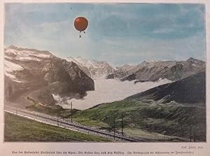original kolorierte Photographie - Ballonfahrt Spelterinis über die Alpen ( Fesselballon ) Der Ba...