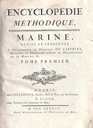 Encyclopédie Méthodique Marine Tome Premier