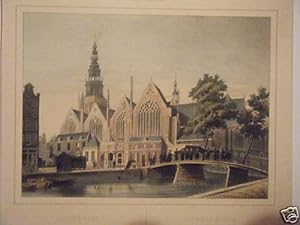 LITHOGRAPHIE GOUACHEE GOMMEE 19ème AMSTERDAM PAYS BAS