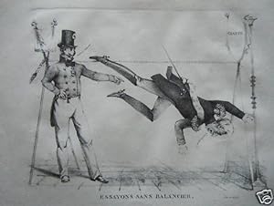 LITHOGRAPHIE ORIGINALE DE GOBERT VERS 1830 ESSAYONS SANS BALANCIER