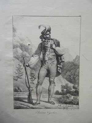 LITHO DE LECOMTE 1817 CHASSEUR TYROLIEN AUTRICHE