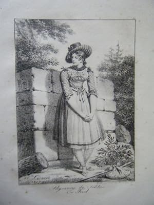 LITHO DE LECOMTE 1817 PAYSANNE SCHLIER TYROL AUTRICHE