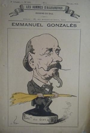 POCHOIR DE GILL 19è E. GONZALES NE SAINTES ROMANCIER