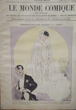 LE MONDE COMIQUE N° 131 VERS 1880 GRAVURE COULEUR ROBIDA MARIAGE SYMPHONIE BLANC