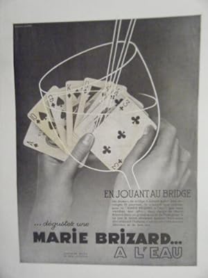 COMPOSITION 20ème PUBLICITE MARIE BRIZARD A L' EAU EN JOUANT AU BRIDGE
