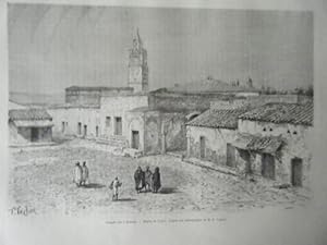 GRAVURE SUR BOIS 19ème GRANDE RUE TESTOUR TUNISIE