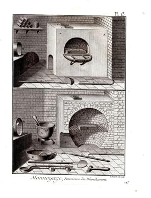 GRAVURE 18ème D' EPOQUE MONNOYAGE FOURNEAU DU BLANCHISSEMENT