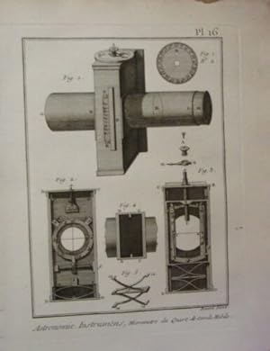 GRAVURE 18ème D' EPOQUE 1778 ASTRONOMIE INSTRUMENTS MICROMETRE QUART DE CERCLE