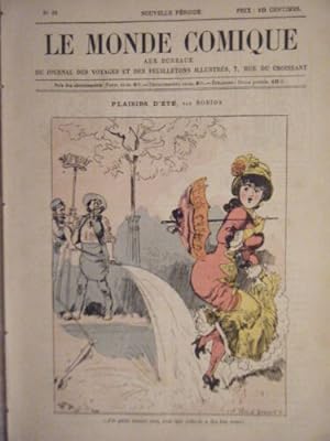 LE MONDE COMIQUE N° 88 VERS 1880 GRAVURE EN COULEUR DE ROBIDA PLAISIRS D' ETE