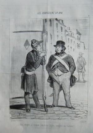 LITHOGRAPHIE ORIGINALE DE DAUMIER 19ème LES PARISIENS EN 1848 ABOLITION FACTION