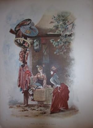 GRAVURE COULEUR 1884 D' APRES DESSIN DE GRIVAZ VENTE DE CHARITE