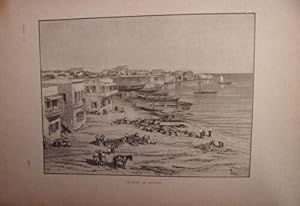 GRAVURE SUR BOIS VERS 1890 LE PORT DE TRIPOLI LIBYE