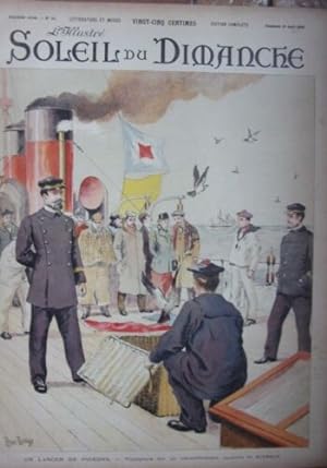PLANCHE COULEUR AQUARELLE HENRI RUDAUX 1899 SOLEIL DU DIMANCHE LANCER DE PIGEONS