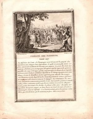 GRAVURE 18ème D' EPOQUE FIDELITE DES PARISIENS ANNEE 1227